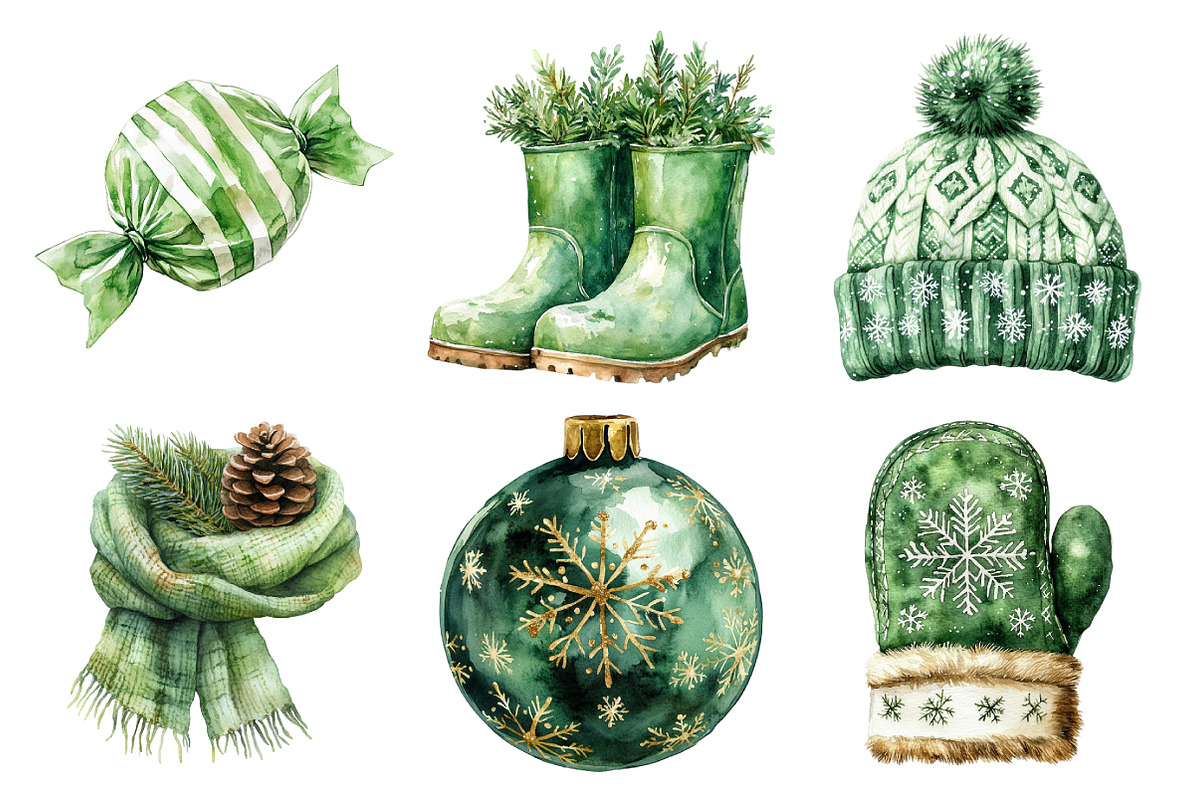 Green Winter Christmas Clipart, an Illustration by Daily.Designs (Photo 2 of 5)
