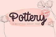 Pottery – A Beatiful Script Font, a Script Font by NURF Designs (Thumbnail 1 of 10)