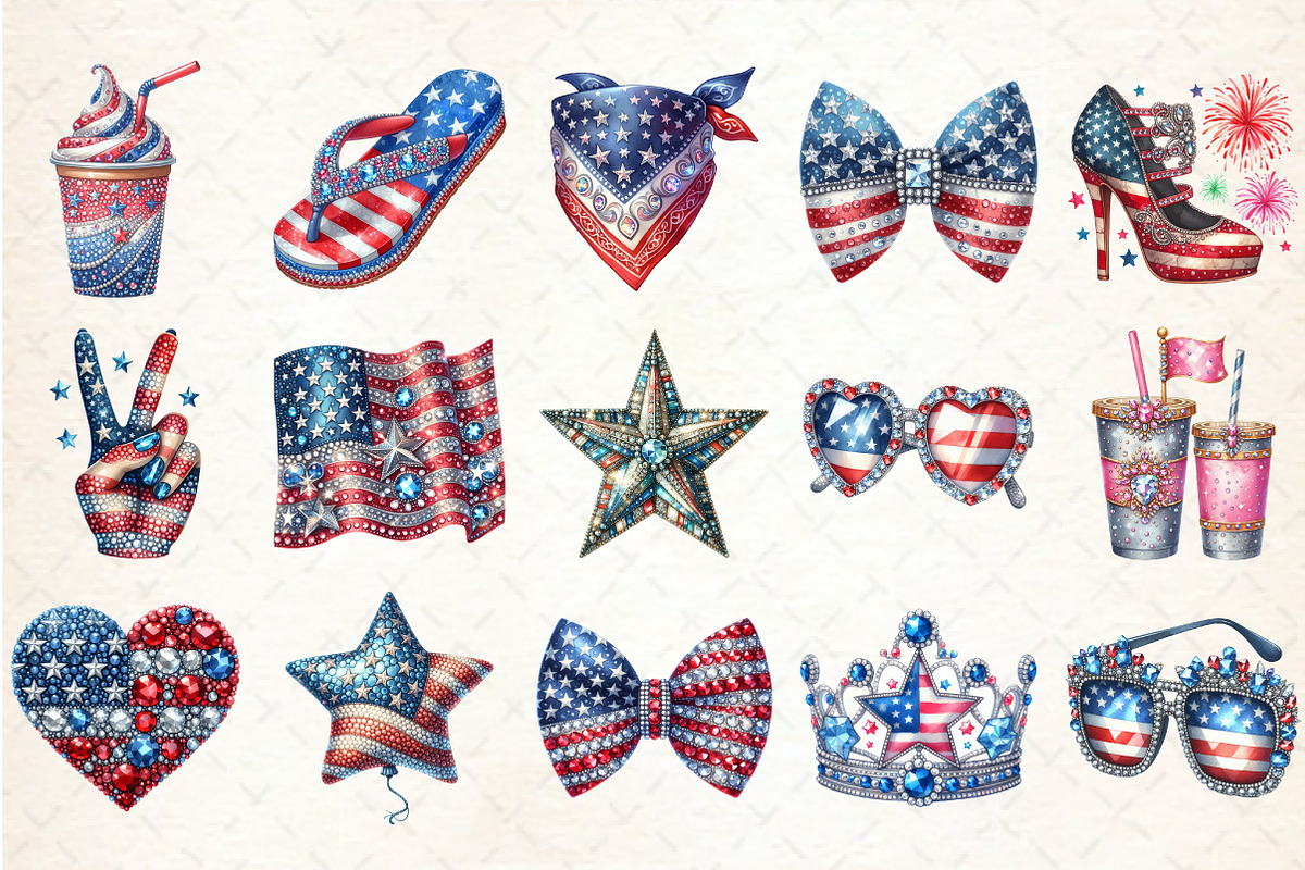 Rhinestone Sparkle American Clipart, an Illustration by Rose Art (Photo 2 of 7)