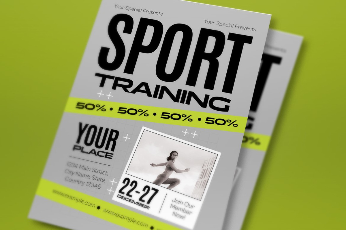 Gray Green Sport Training Flyer Set, a Flyer Template by graphicook (Photo 2 of 3)