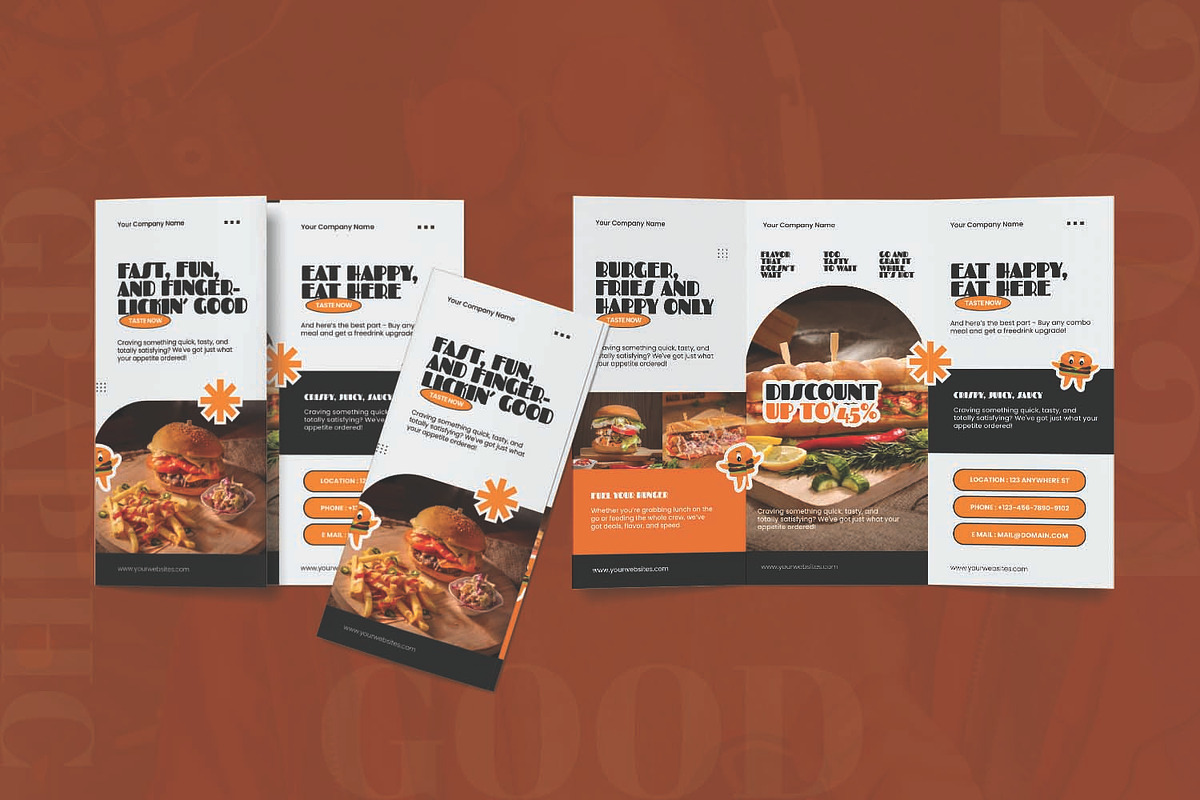 Serious Fast Food - Trifold Brochure, a Brochure Template by AQR Studio (Photo 2 of 2)