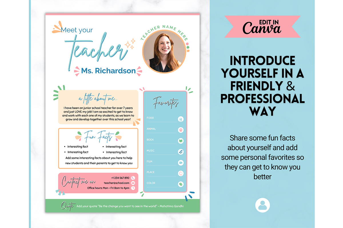 Meet the Teacher Template - Canva, a Templates & Theme by Templatables (Photo 4 of 9)