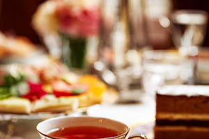 Elegant afternoon tea setting with luxury porcelain cup and sauc, a Food & Drink Photo by Studio ANNA