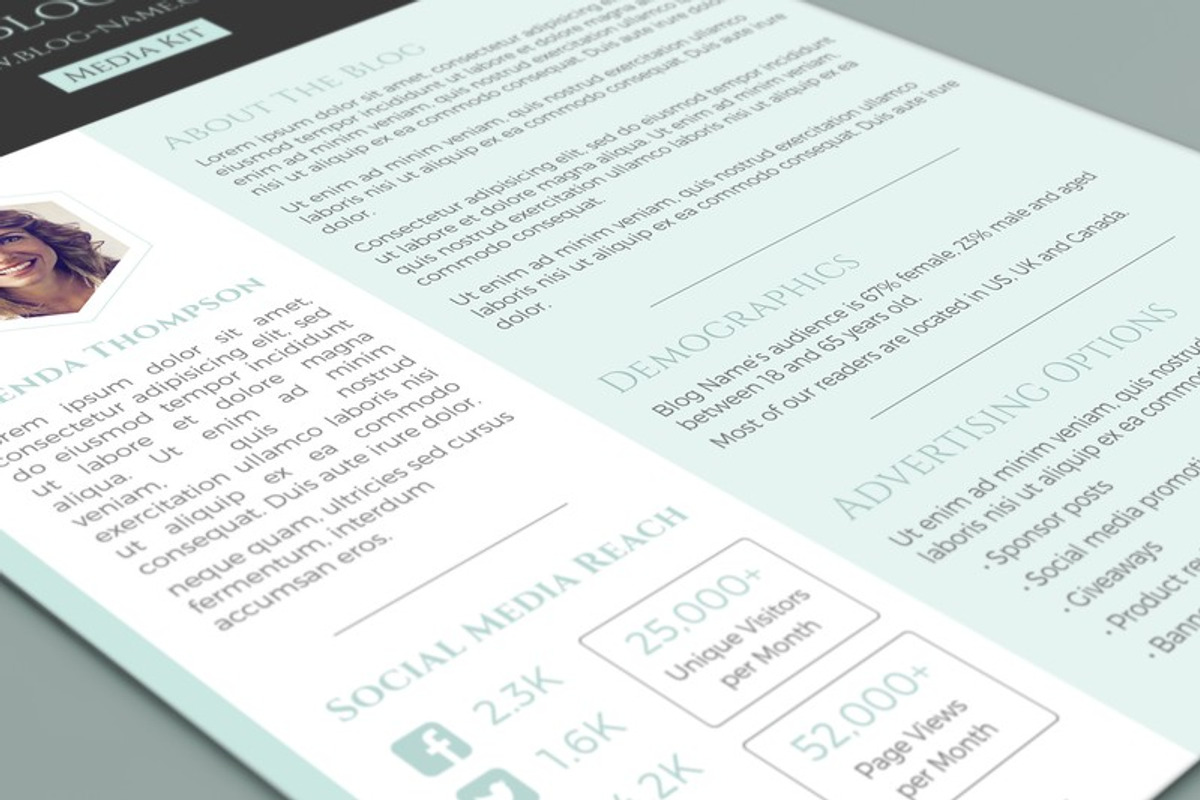 One Page Blog Media Kit, a Stationery Template by Visual Impact (Photo 3 of 3)