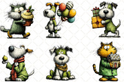 Whimsical Christmas Dog Cat Clipart, an Animal Illustration by Black Bird Studio (Thumbnail 3 of 6)