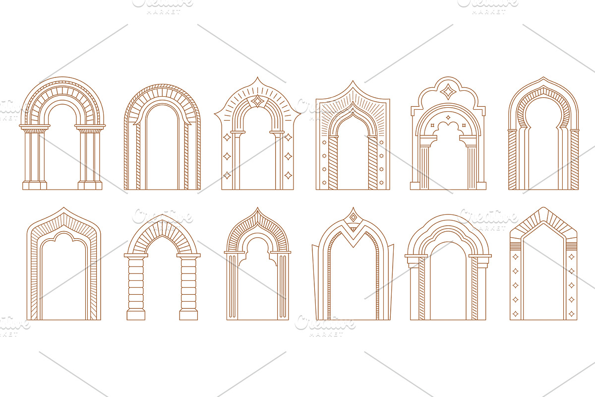 Arch door frames and entrance, a Decorative Illustration by Vector Tradition