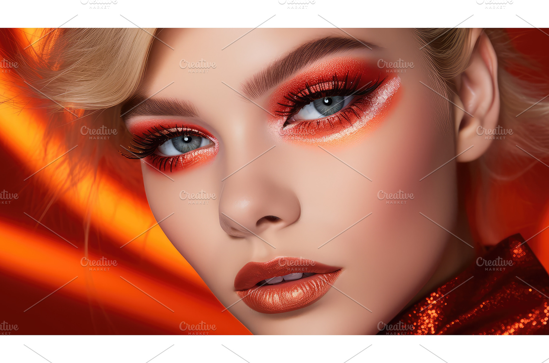 beauty red orange eyeshadow ai, a Beauty & Fashion Photo by pikepicture