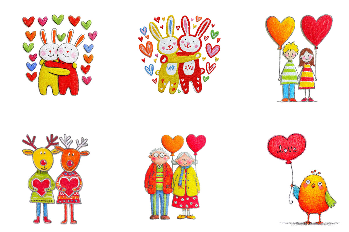 Vintage Cute Valentine's Day Clipart, an Illustration by CreationArt (Photo 2 of 7)