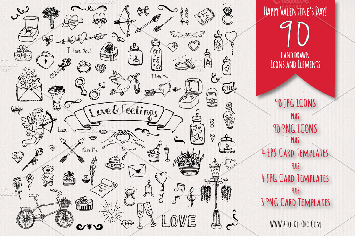 Happy Valentin's Day! 90 love icons!, an Object Graphic by Natasha-Pankina.com (Photo 1 of 3)