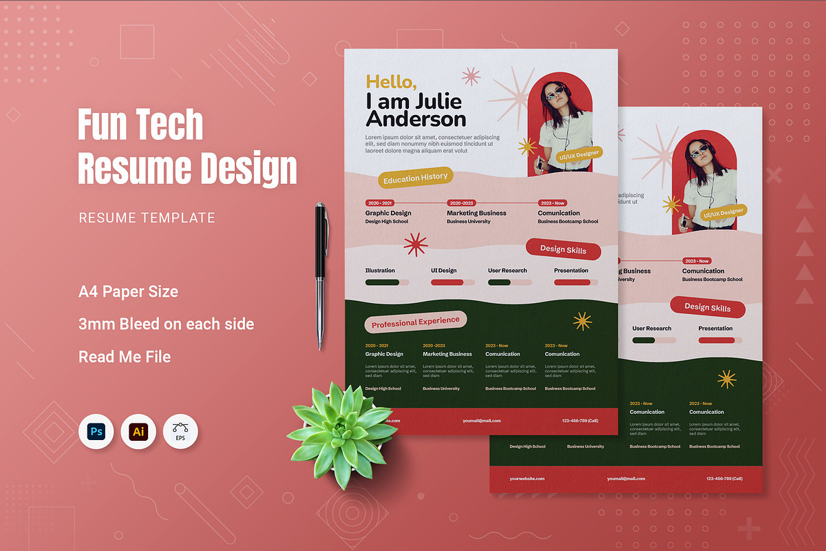 Fun Tech Resume, a Resume Template by Fannan Studio (Photo 1 of 2)