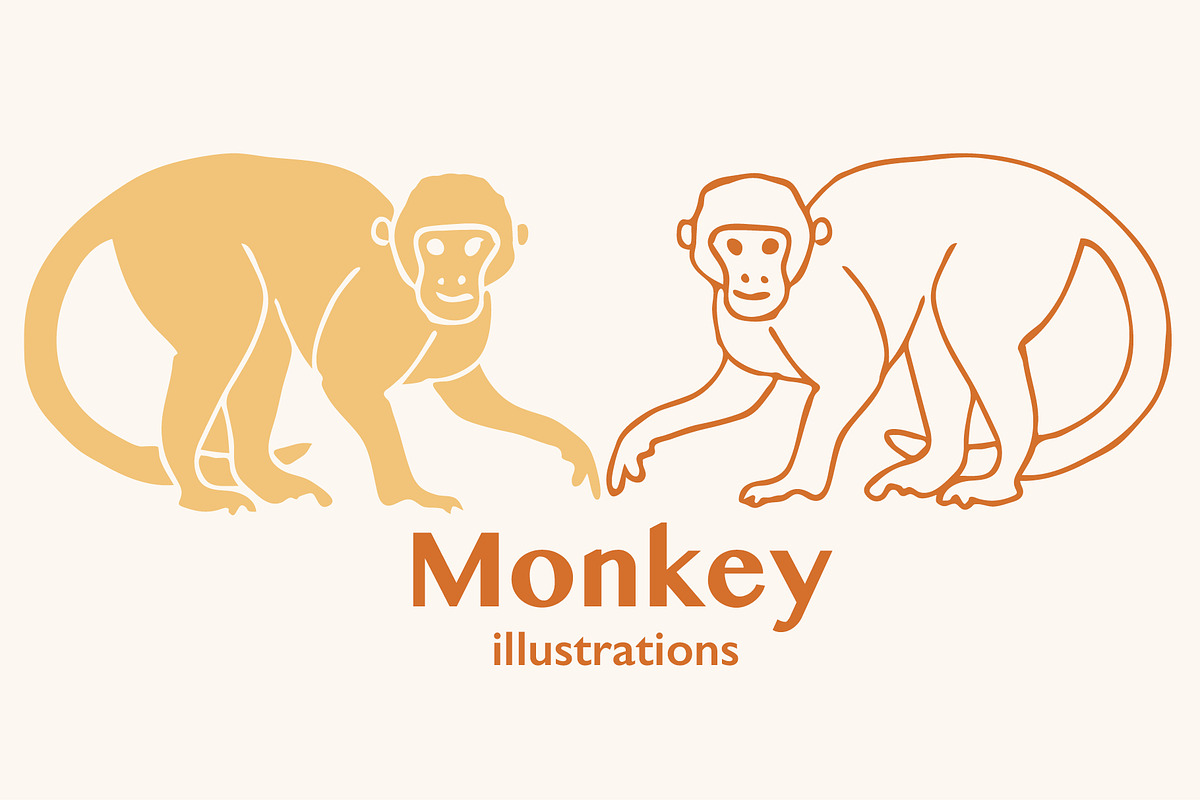 Hand drawn monkey illustration, an Animal Illustration by Annakaroline