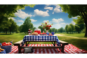 fireworks fourth of july picnic ai, a Holiday Photo by pikepicture