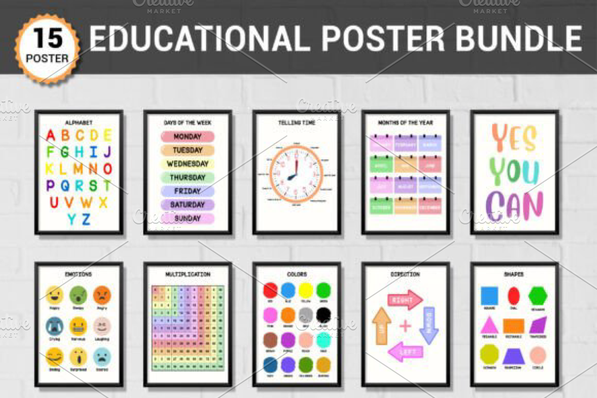 Educational Poster Bundle, a Decorative Illustration by Design Station (Photo 1 of 4)