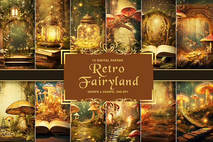 Retro Fairyland Digital Papers, a Background Graphic by Fun Digital