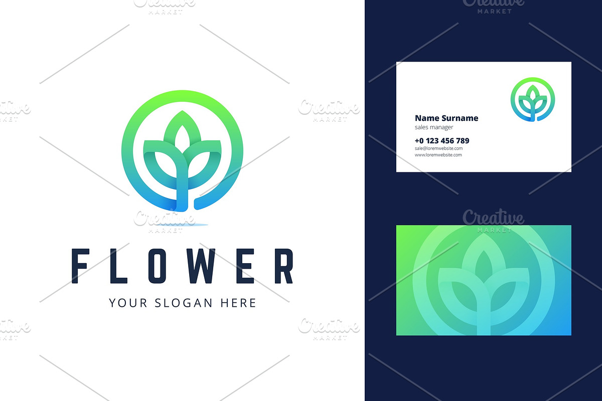 Flower logo and business card, a Branding & Logo Template by zaniman