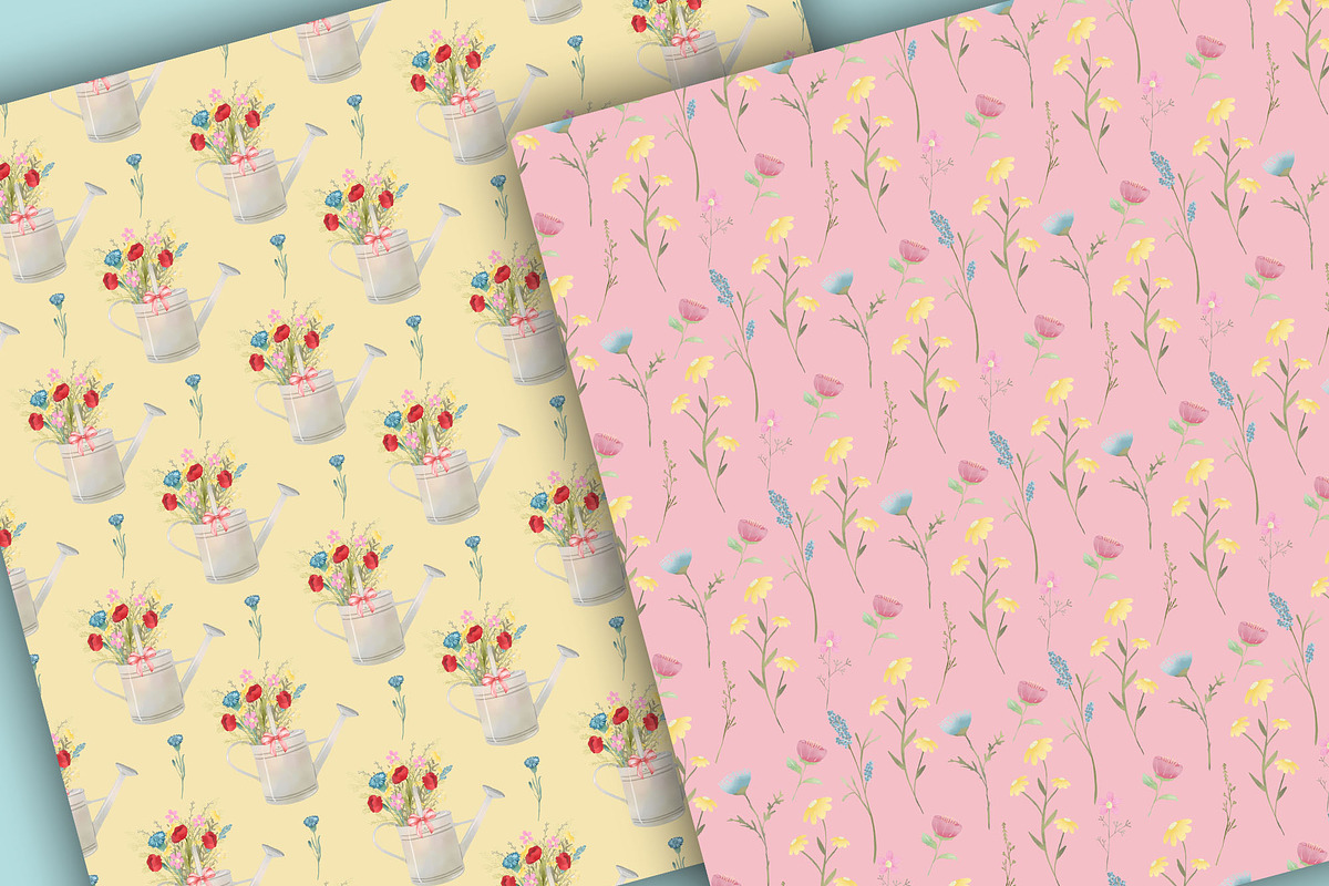 Wild flowers digital paper pack, a Pattern Graphic by designloverstudio (Photo 2 of 7)