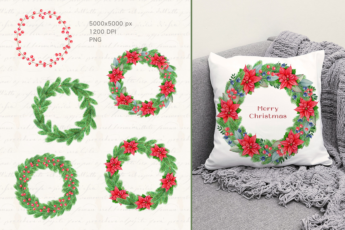 Christmas Watercolor Clipart Set, a Seasonal Illustration by AnitaPol (Photo 7 of 15)