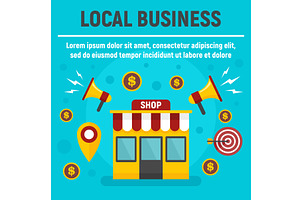 Local business shop concept banner, an Object Illustration by Ylivdesign
