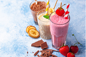 Milkshake from strawberry, banana, a Food & Drink Photo by Yulia Furman