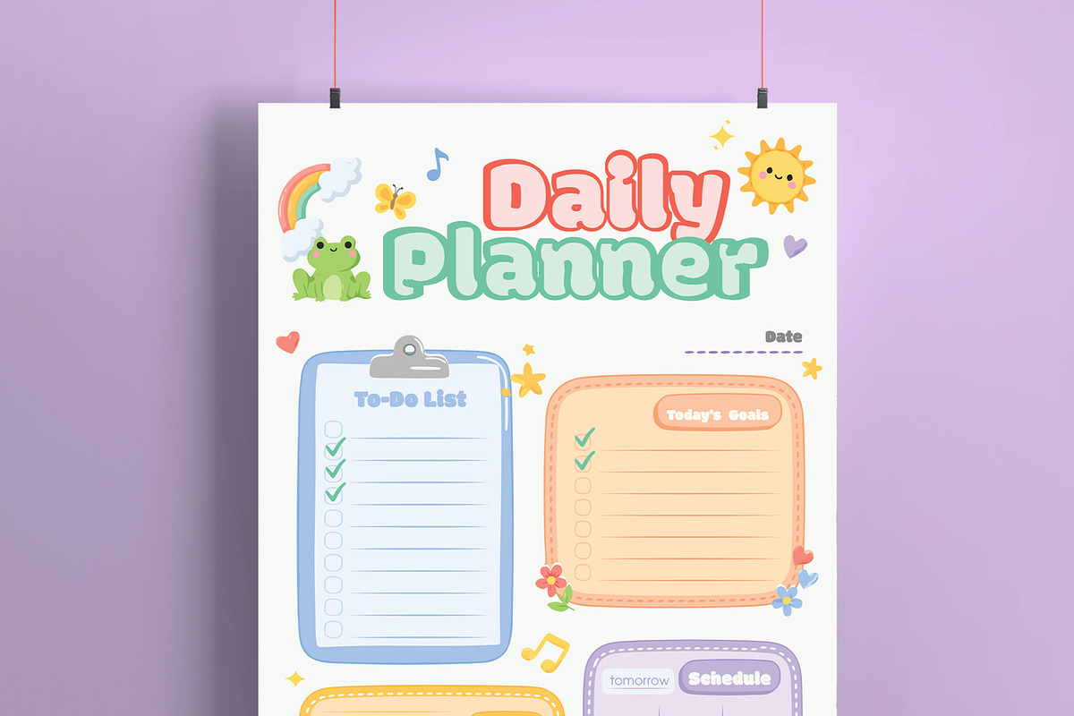 Cute Daily and Weekly Kids Planner, a Stationery Template by MightyDesign (Photo 2 of 8)
