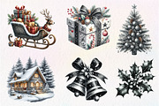Black and White Christmas Clipart, an Illustration by Dream Creation (Thumbnail 2 of 7)