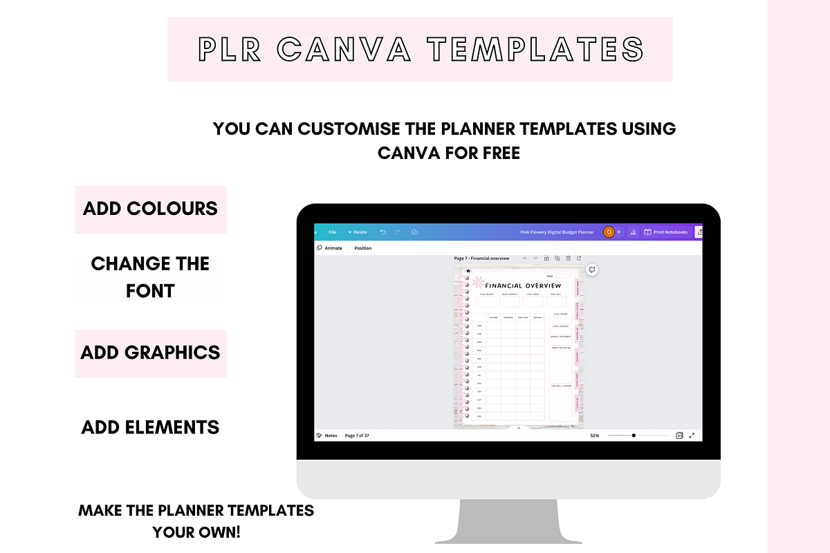 Canva Digital Budget Planner, a Stationery Template by DigitalbossCreations (Photo 2 of 7)