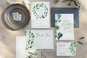 6 Piece Greenery Wedding Invite Set, an Invitation Template by R Whitehurst Design (Thumbnail 4 of 11)