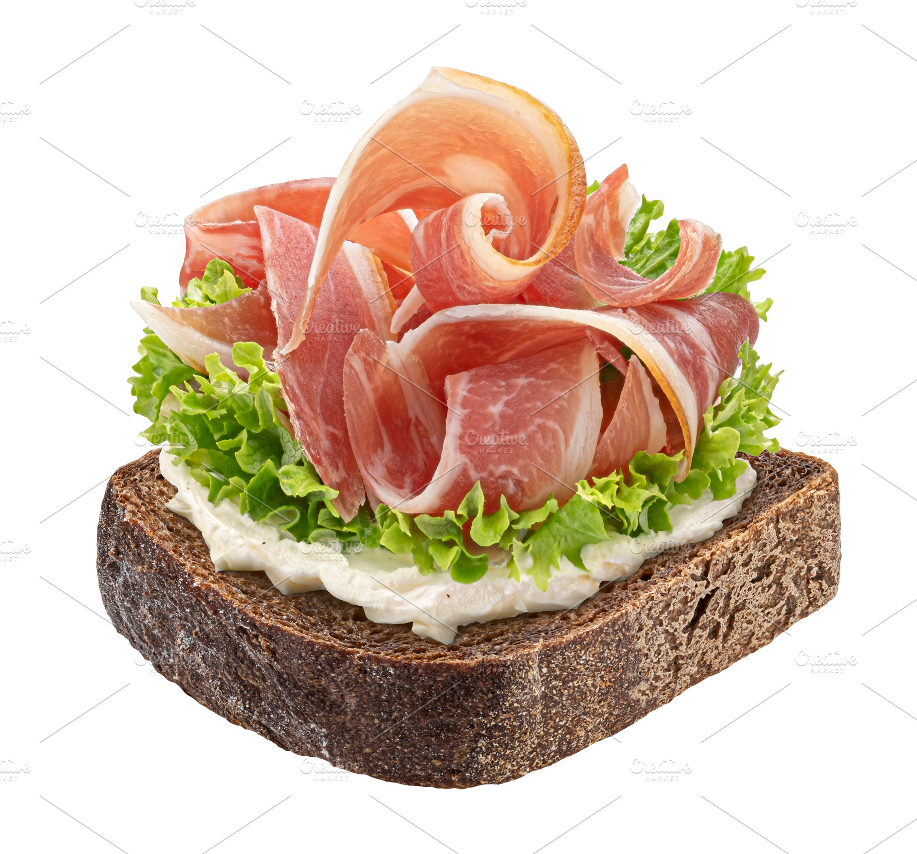 Rye bread with smoked bacon or pork, a Food & Drink Photo by Max Lashcheuski