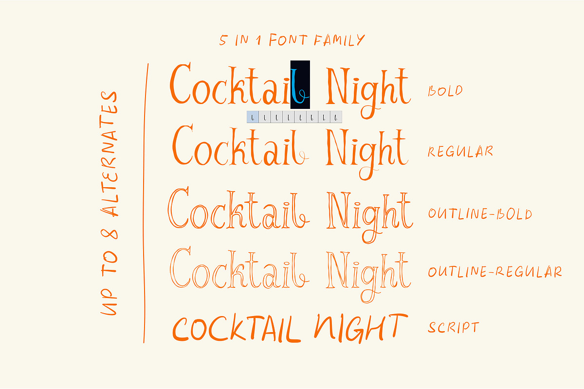 Cocktail Night Festive Font Family, a Handwritten Font by Ayya Studio (Photo 14 of 19)