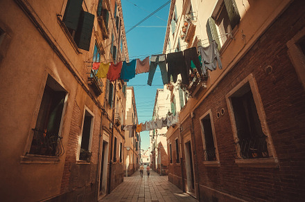 Narrow streets with washed laundry