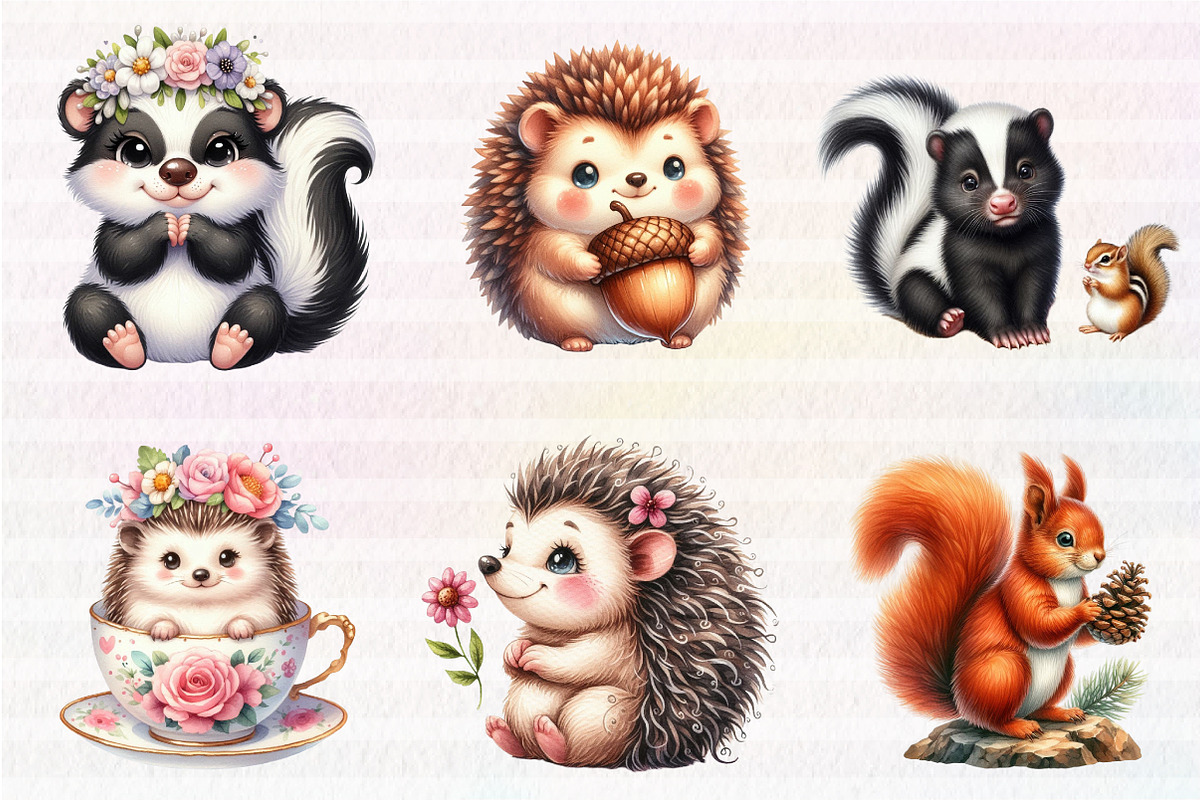 Woodland Clip art, Baby Animals, an Illustration by CreationArt (Photo 6 of 6)