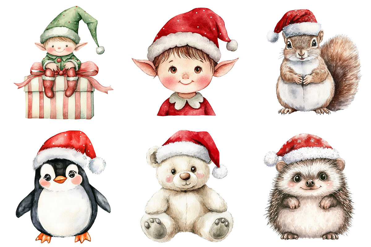 Woodland Christmas Animals Clipart, a Seasonal Illustration by CitraGraphics (Photo 2 of 6)