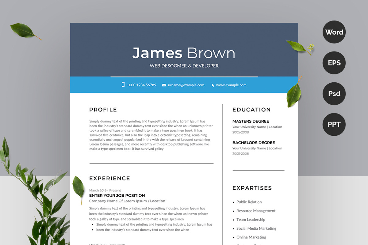 Minimalist Resume/CV, a Resume Template by Aspect_Studio (Photo 1 of 4)