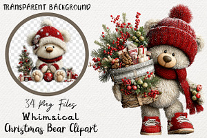 Whimsical Christmas Bear Clipart