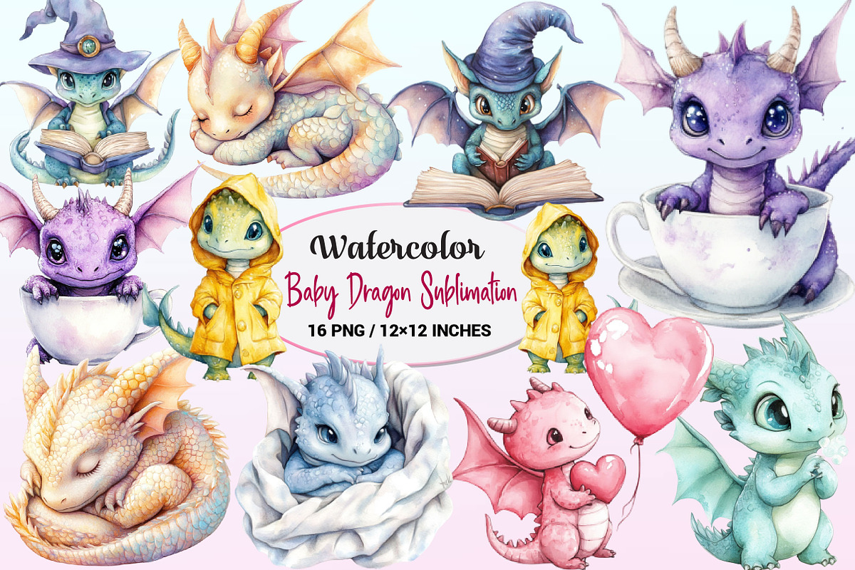 Baby Dragon Sublimation Clipart, a Graphic by CitraGraphics (Photo 1 of 4)