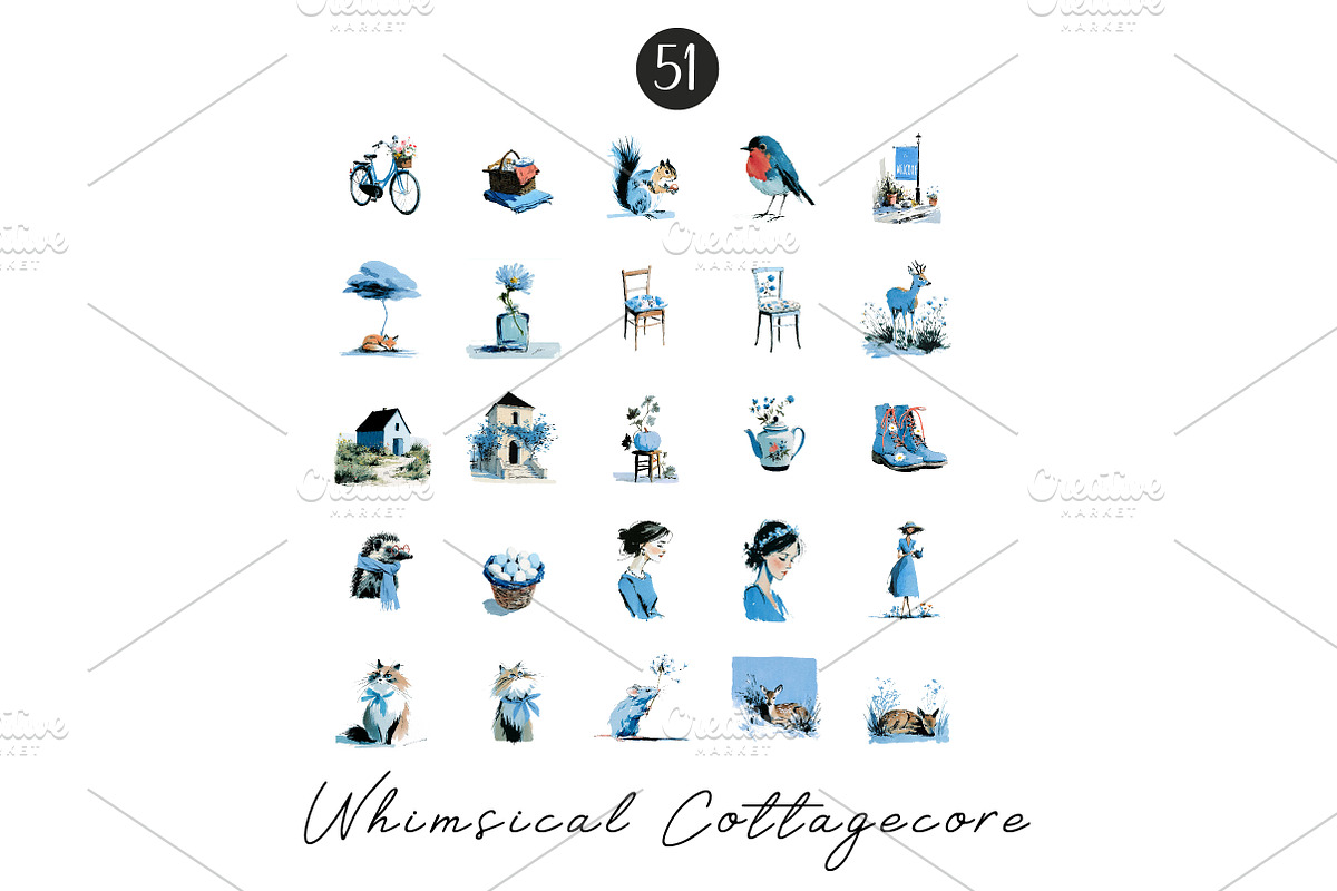 Whimsical Cottagecore Clipart Set, an Illustration by CreationArt (Photo 6 of 7)