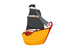Stylized cartoon pirate ship, a Transportation Illustration by the8monkey