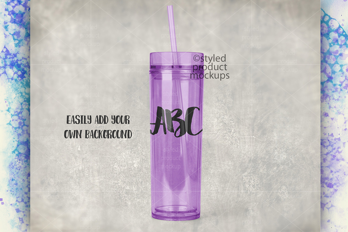 Acrylic skinny tumbler mockup, a Product Mockup by StyledProductMockups (Photo 3 of 6)
