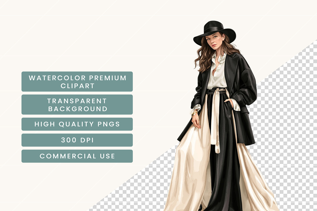 Fashion Girl Clipart Bundle, a Person Illustration by BusyDaydesign (Photo 7 of 9)