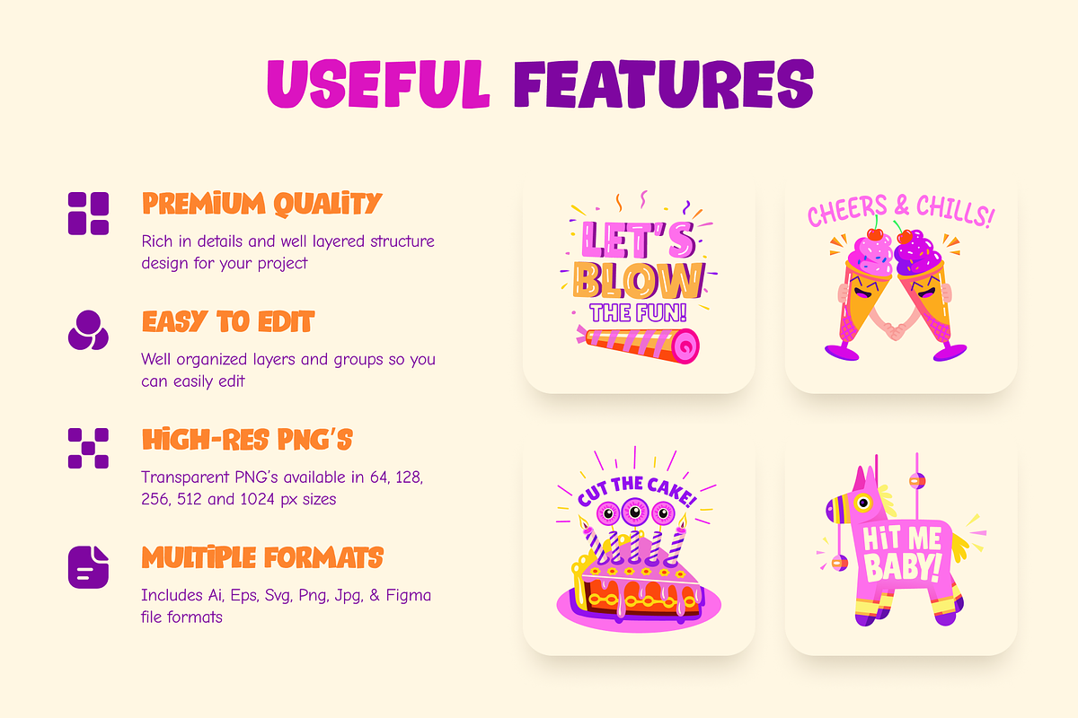 Birthday Sticker Set, an Emoji Icon by Brickclay (Photo 2 of 8)