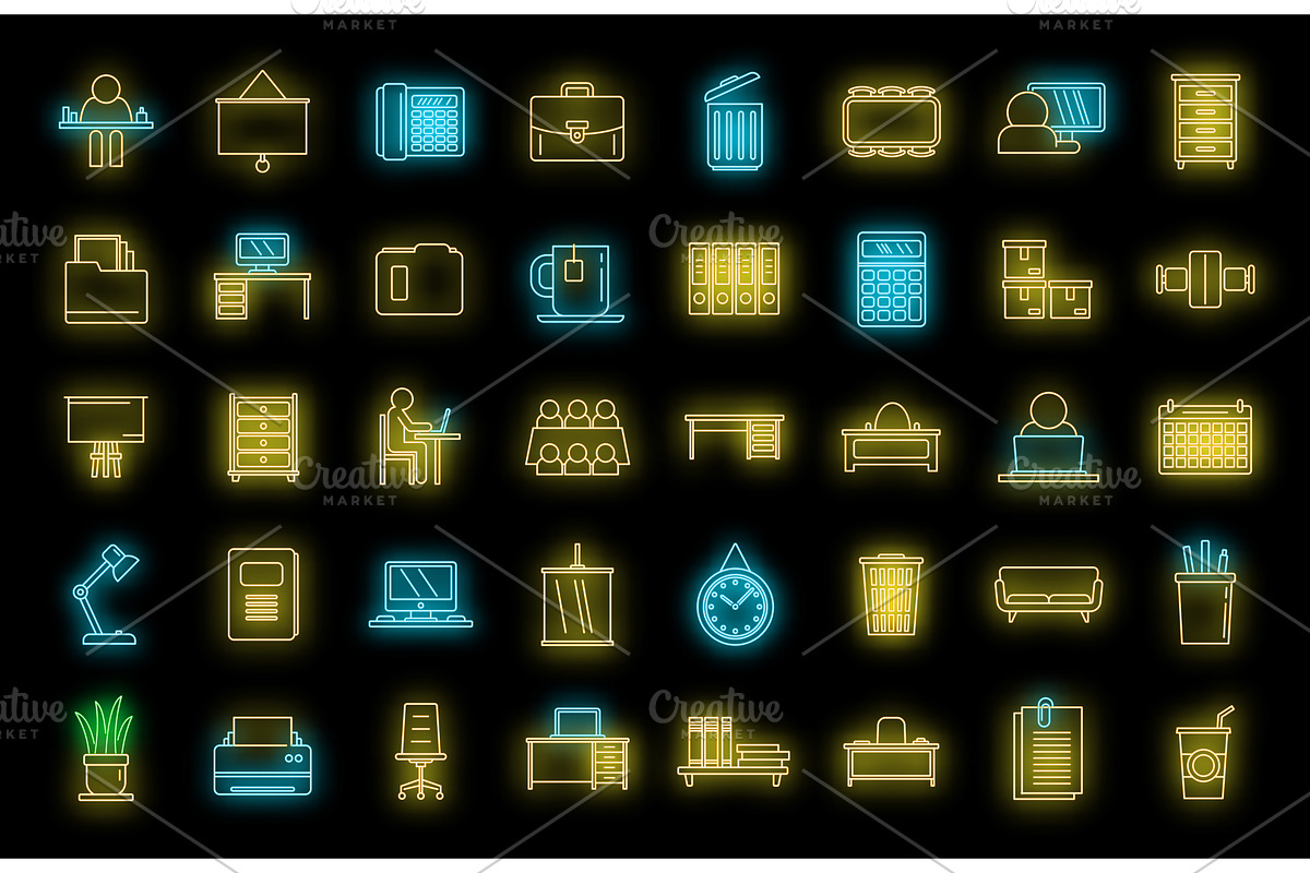 Work space organization icons set, a Person Illustration by Ylivdesign