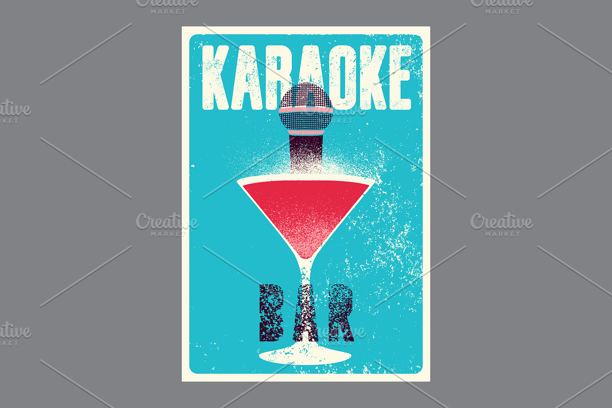 Karaoke grunge vector poster set., an Object Illustration by PoPaShop (Photo 6 of 8)