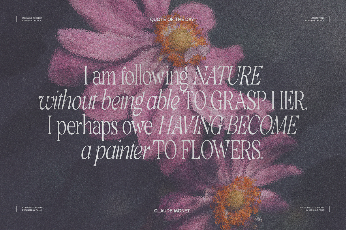 Lathasterie - Serif Font (38 Fonts), a Serif Font by Maculinc Type (Photo 15 of 20)