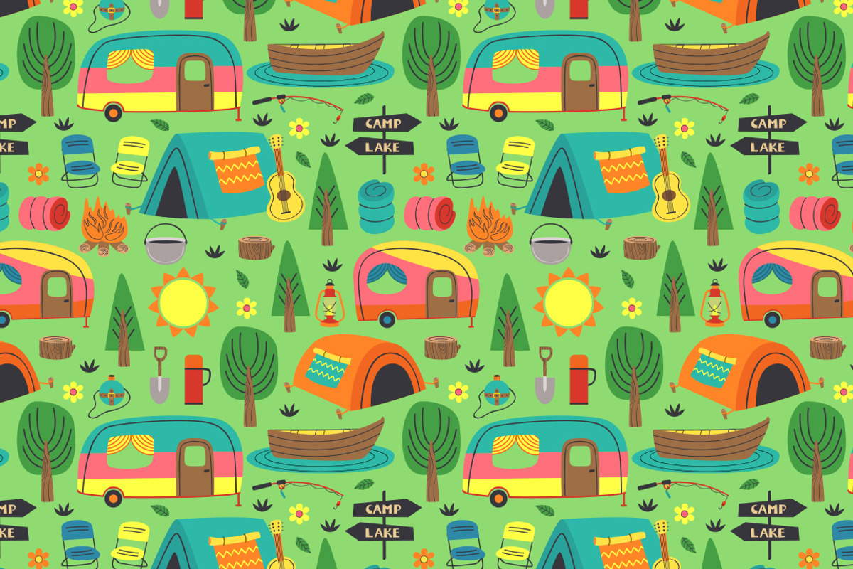 summer camping, a Texture Illustration by NataKa