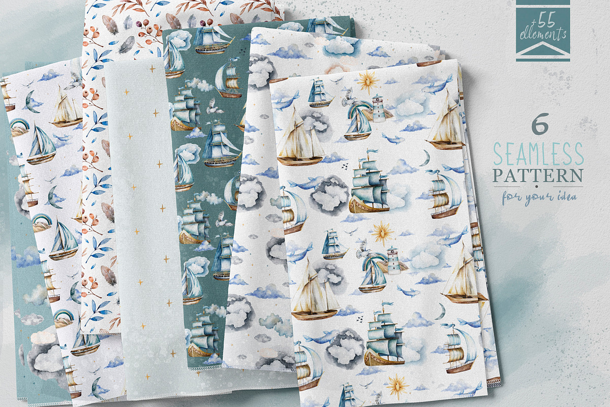 Ship. Dream adventure.Watercolor set, an Illustration by Ann Art Houze (Photo 7 of 8)