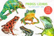 Frogs&lizards.Watercolor set, an Illustration by Nastilustra (Thumbnail 1 of 4)