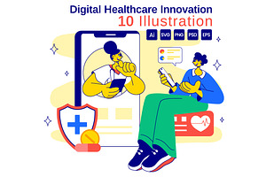 10 Digital Healthcare Innovation, a Healthcare Illustration by denayunebgt