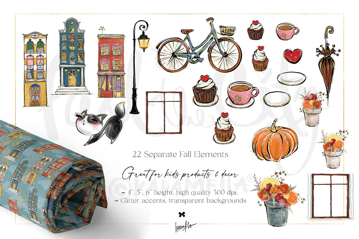 Fall City Autumn Bike PNG Clipart, a Seasonal Illustration by KaramfilaS (Photo 5 of 11)