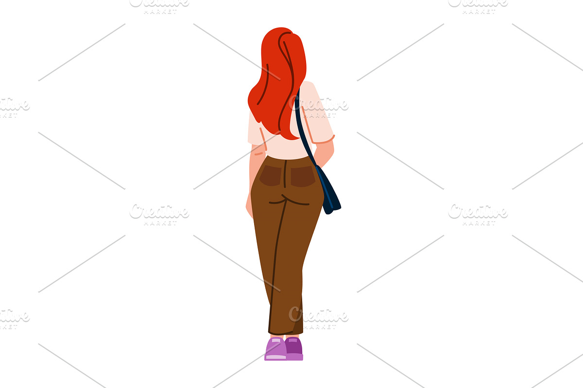 Redhead woman walking away seen from, an Object Illustration by pikepicture