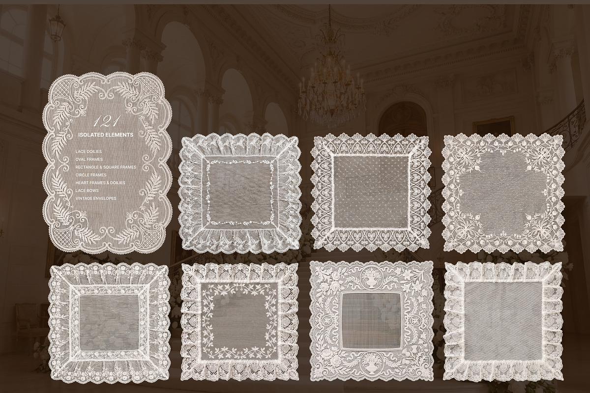 Vintage Lace Frames, Doilies & Bows, an Object Graphic by OliaMuseDesign (Photo 2 of 10)
